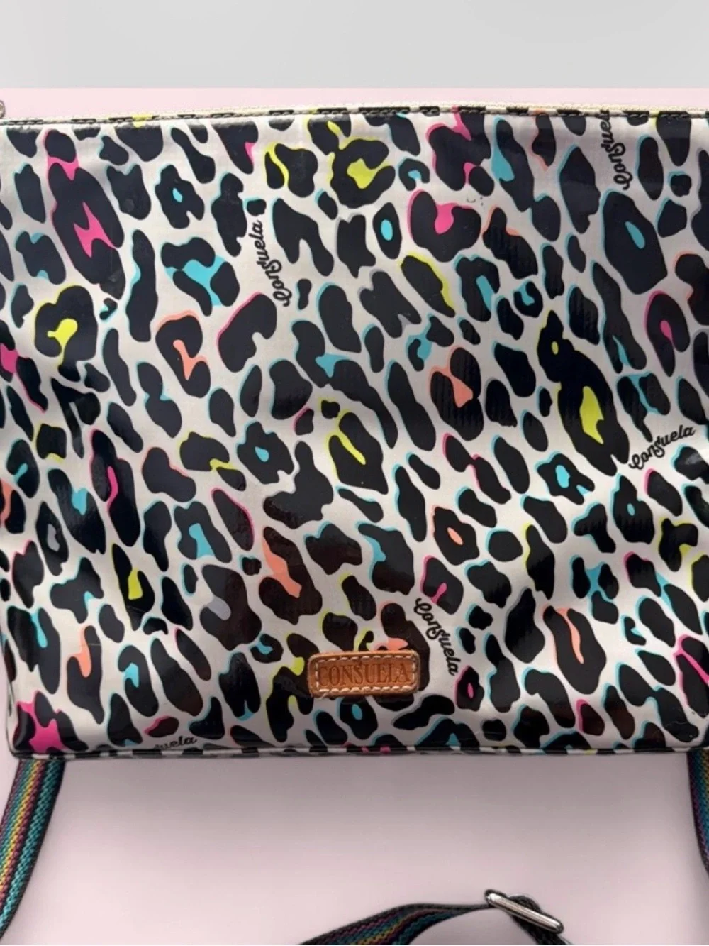 Consuela CoCo Downtown Crossbody Bag with Multicolor Leopard Print